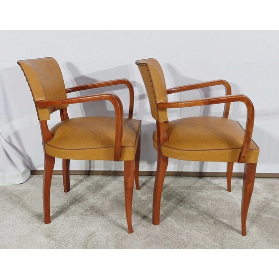 Image 1 of Paar Vintage-Brückenstühle aus massivem Buchenholz, 1950