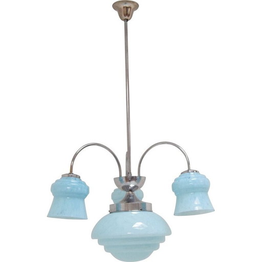 Chrom-Kronleuchter im Art-déco-Stil, tschechisch 1930