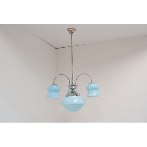 Chrom-Kronleuchter im Art-déco-Stil, tschechisch 1930