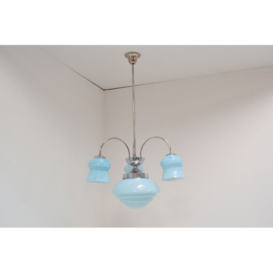 Image 1 of Chrom-Kronleuchter im Art-déco-Stil, tschechisch 1930