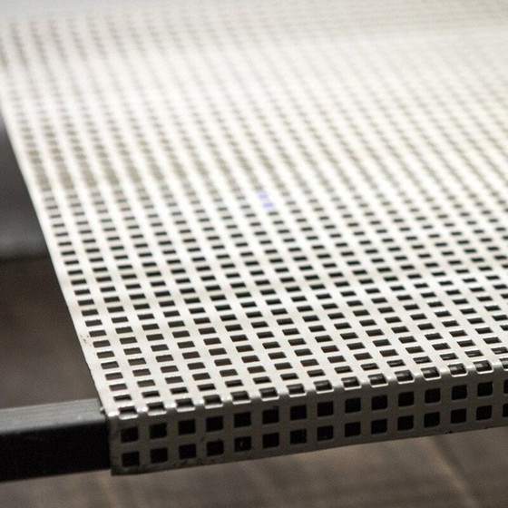 Image 1 of Vintage Couchtisch aus Glas und schwarzem Metall von Robert Mathieu, 1950