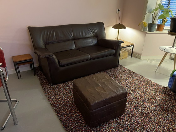 Image 1 of 2-Sitzer B&B Italia Ledersofa Modell Lauriana von Afra & Tobia Scarpa, 1970er