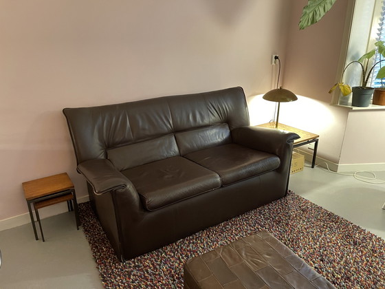 Image 1 of 2-Sitzer B&B Italia Ledersofa Modell Lauriana von Afra & Tobia Scarpa, 1970er