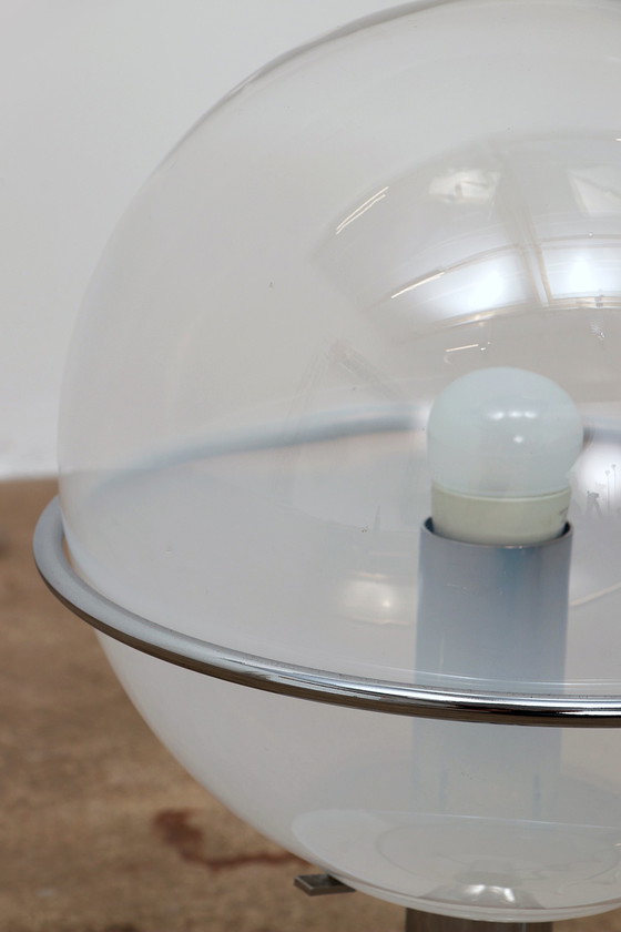 Image 1 of Italienische Design Tischlampe aus Chrom mit Glas, 1960