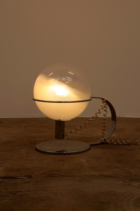 Image 1 of Italienische Design Tischlampe aus Chrom mit Glas, 1960