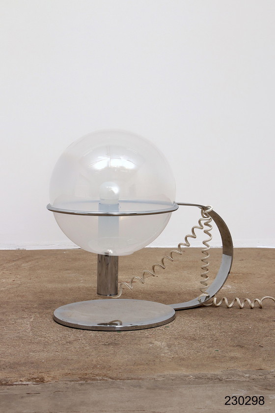 Image 1 of Italienische Design Tischlampe aus Chrom mit Glas, 1960
