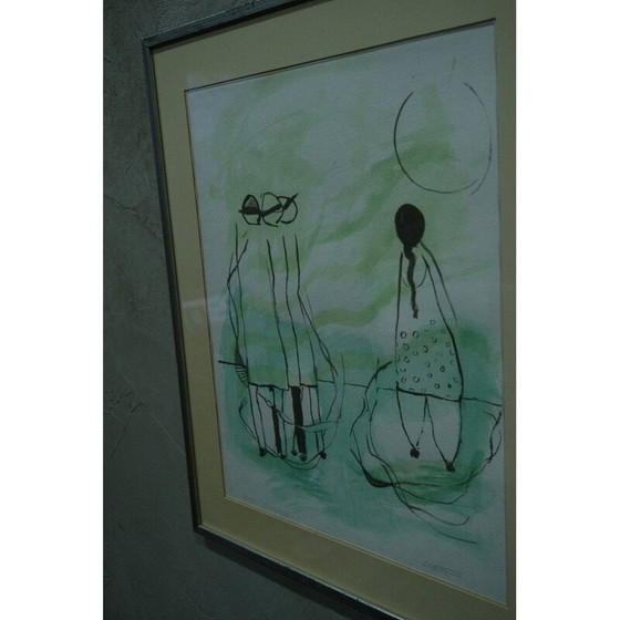 Image 1 of Gerahmte Vintage-Lithografie von Stig Deteste, Schweden 1990