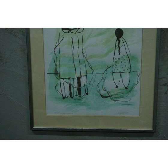 Image 1 of Gerahmte Vintage-Lithografie von Stig Deteste, Schweden 1990