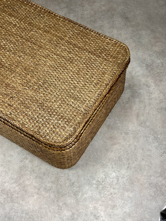 Image 1 of Xl Rattan Truhe Couchtisch Beistelltisch mit Tablett