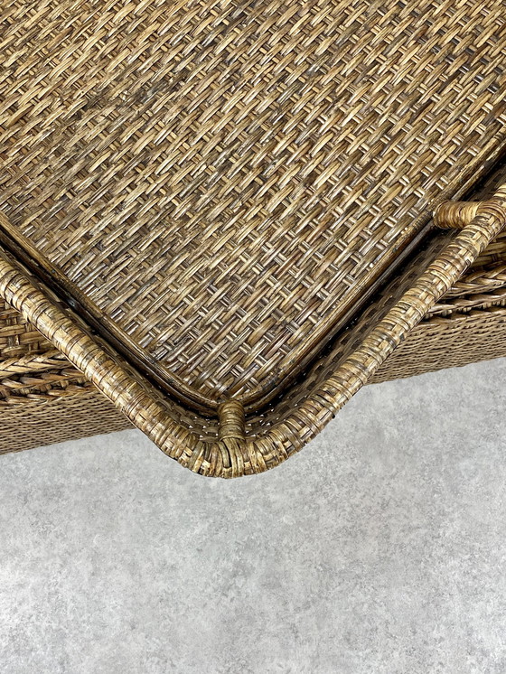 Image 1 of Xl Rattan Truhe Couchtisch Beistelltisch mit Tablett