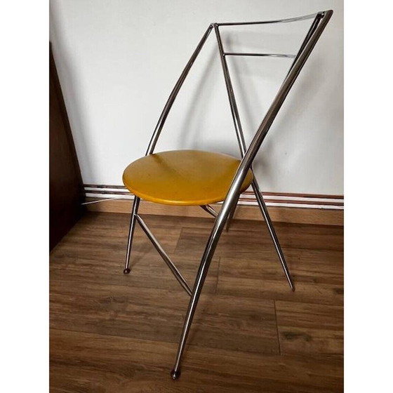 Image 1 of Vintage yamakado Stuhl in Chrom und gelb skai