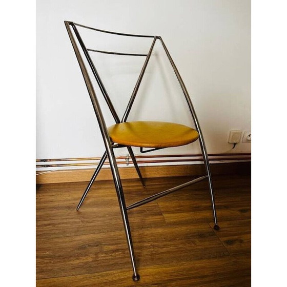 Image 1 of Vintage yamakado Stuhl in Chrom und gelb skai
