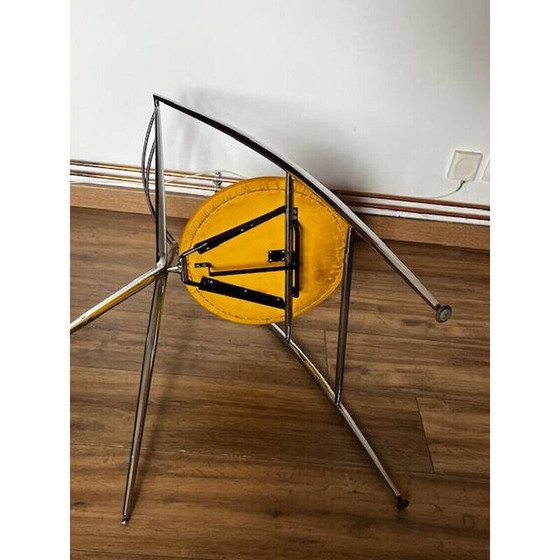 Image 1 of Vintage yamakado Stuhl in Chrom und gelb skai