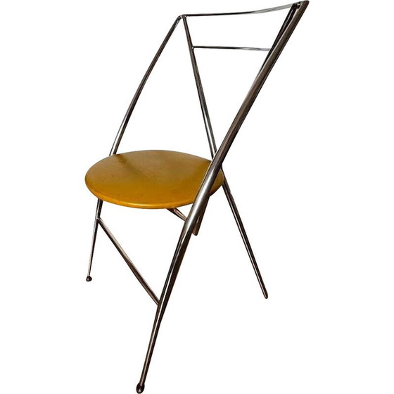 Image 1 of Vintage yamakado Stuhl in Chrom und gelb skai