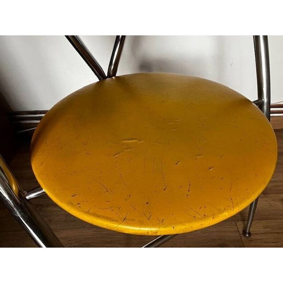Image 1 of Vintage yamakado Stuhl in Chrom und gelb skai
