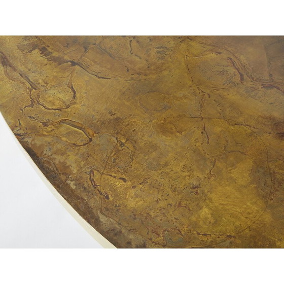 Image 1 of Ovaler Couchtisch aus oxidiertem Messing von Isabelle und Richard Faure für Maison Honoré, 1970