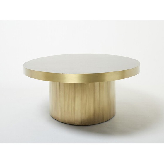 Image 1 of Ovaler Couchtisch aus oxidiertem Messing von Isabelle und Richard Faure für Maison Honoré, 1970