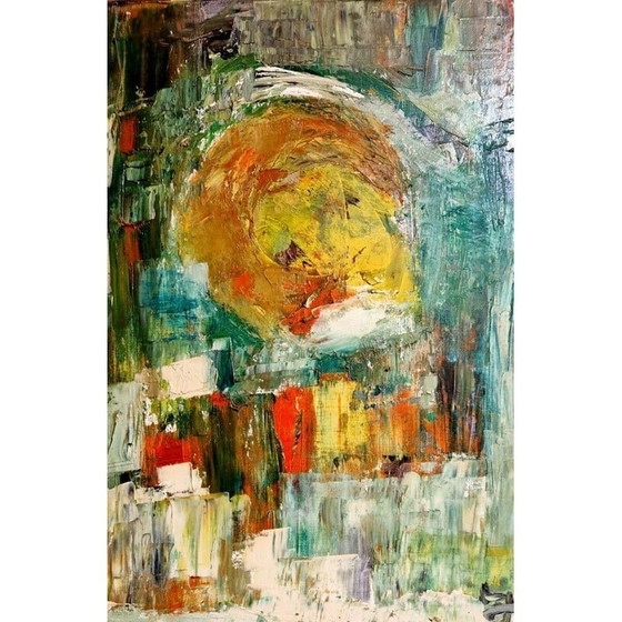 Image 1 of Vintage abstrakte komposition auf leinwand von Jacques Mary