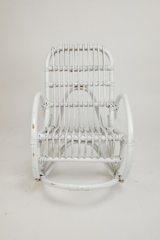 Image 1 of Vintage Rattan/Bambus Kinderschaukelstuhl