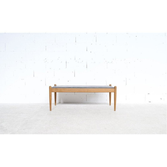 Image 1 of Skandinavischer Vintage-Couchtisch aus Eichenholz und Schiefer, 1960