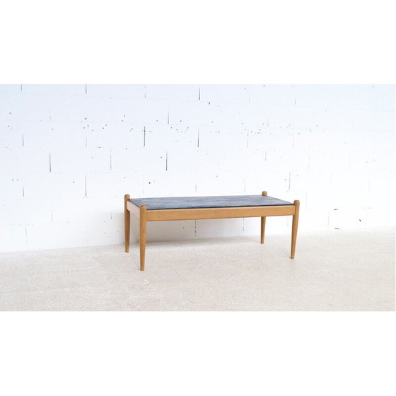 Image 1 of Skandinavischer Vintage-Couchtisch aus Eichenholz und Schiefer, 1960