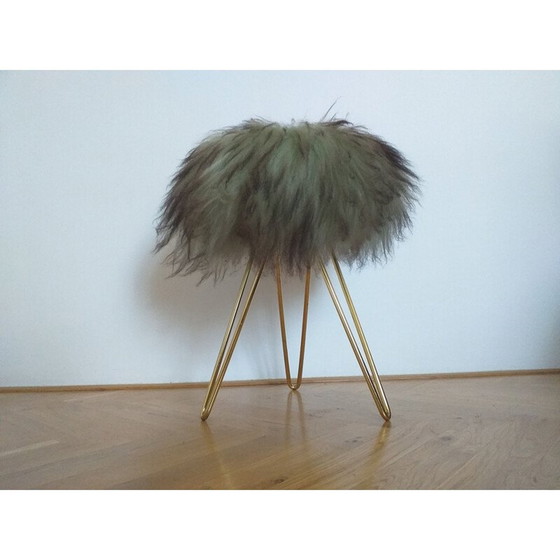 Image 1 of Vintage Dreibein Tabouret oder Hocker Haar, Frankreich, 1970