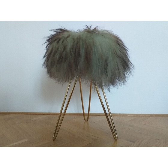 Image 1 of Vintage Dreibein Tabouret oder Hocker Haar, Frankreich, 1970