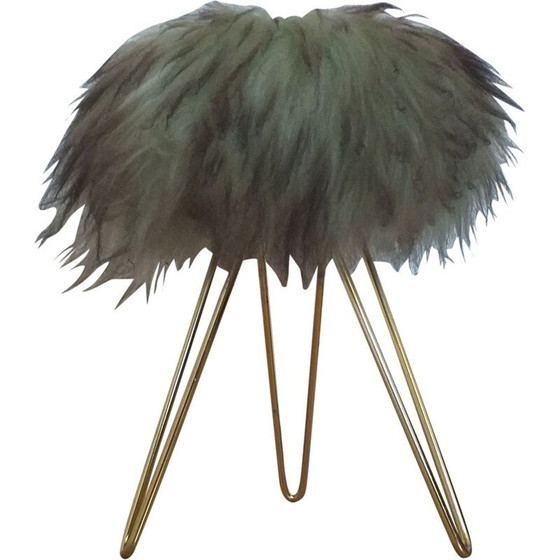 Image 1 of Vintage Dreibein Tabouret oder Hocker Haar, Frankreich, 1970