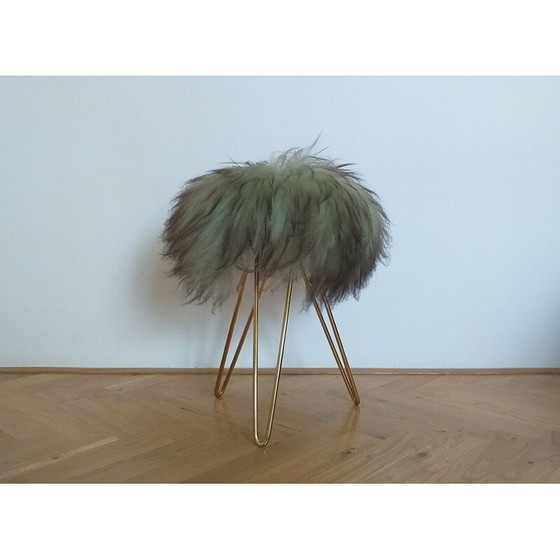 Image 1 of Vintage Dreibein Tabouret oder Hocker Haar, Frankreich, 1970