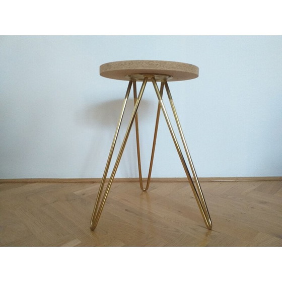 Image 1 of Vintage Dreibein Tabouret oder Hocker Haar, Frankreich, 1970