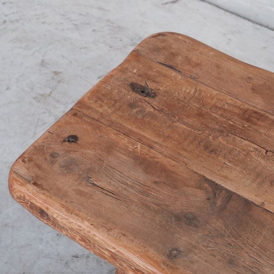 Image 1 of Brutalistischer Couchtisch aus Eiche und Eisen, Frankreich 1950