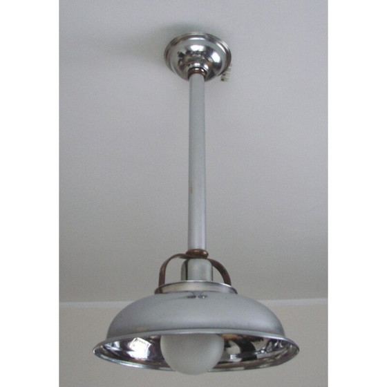 Image 1 of Vintage-Pendelleuchte aus vernickeltem Messing, 1930