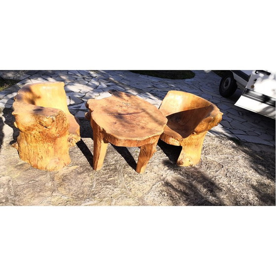 Image 1 of Brutalistisches Ulmenholz-Wohnzimmer-Set, 1950