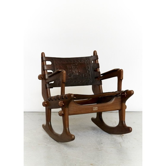 Image 1 of Vintage leather rocking chair by Angel Pazmino, Ecuador