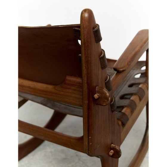 Image 1 of Vintage leather rocking chair by Angel Pazmino, Ecuador