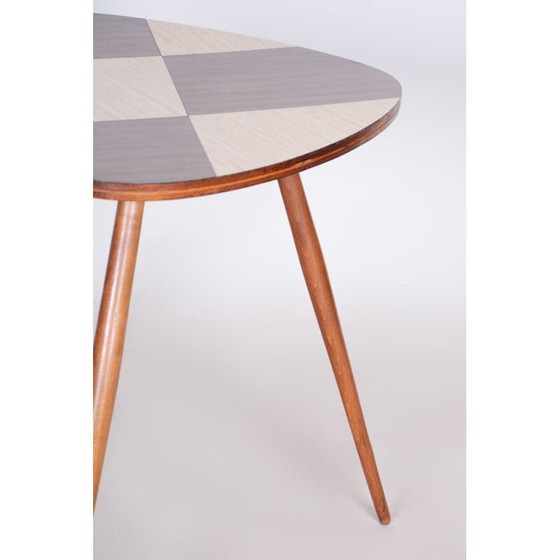 Image 1 of Brauner Beistelltisch aus der Mitte des Jahrhunderts aus Buchenholz und Formica, 1950
