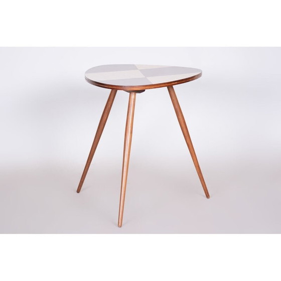 Image 1 of Brauner Beistelltisch aus der Mitte des Jahrhunderts aus Buchenholz und Formica, 1950