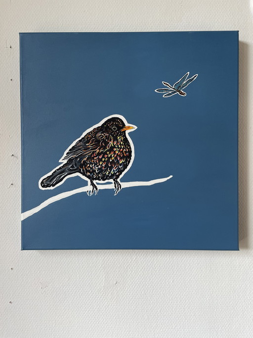 Gemälde einer Amsel