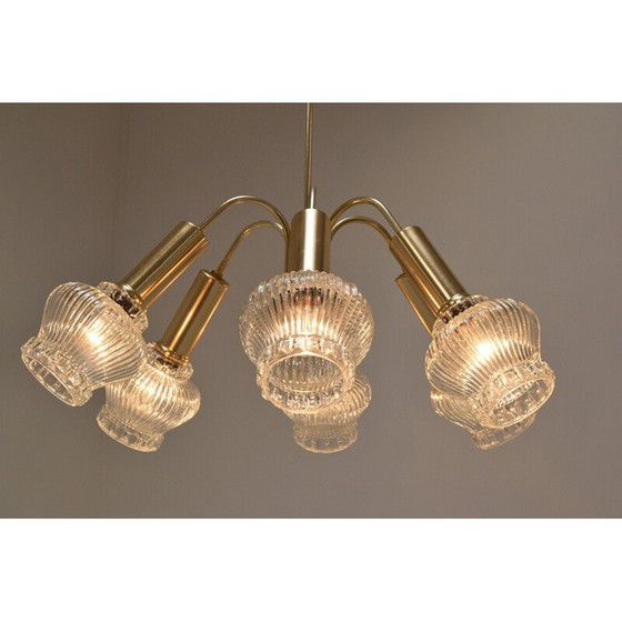 Image 1 of Vintage-Kronleuchter aus Metall und Glas, Tschechoslowakei 1970