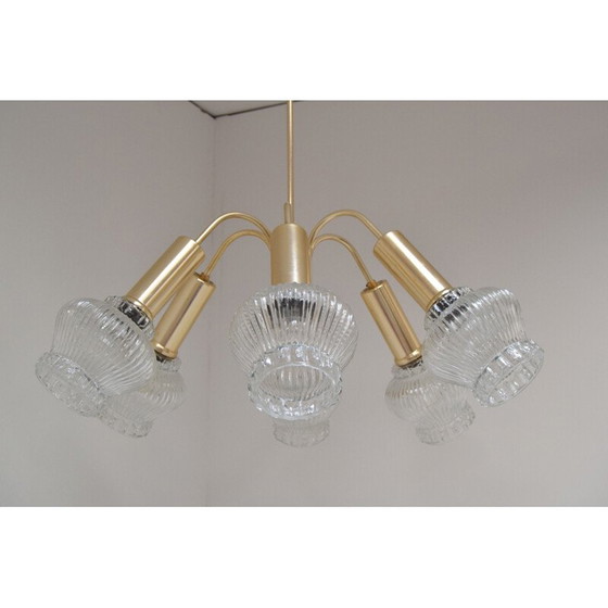 Image 1 of Vintage-Kronleuchter aus Metall und Glas, Tschechoslowakei 1970