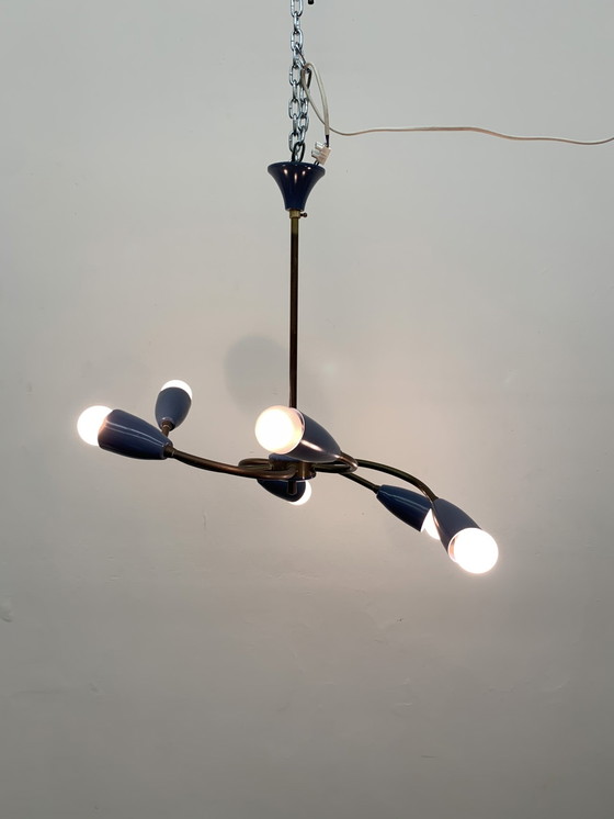 Image 1 of Mid century spider hanging ceiling lamp , 1950's