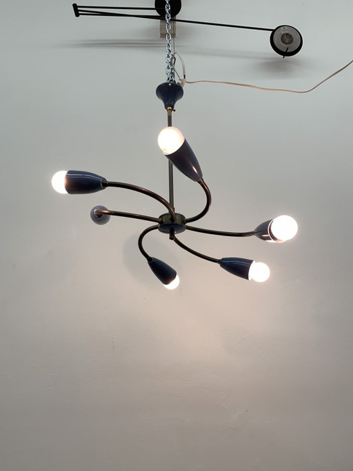 Mid century spider hanging ceiling lamp , 1950's