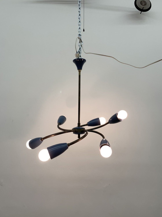 Image 1 of Mid century spider hanging ceiling lamp , 1950's