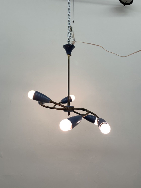 Image 1 of Mid century spider hanging ceiling lamp , 1950's