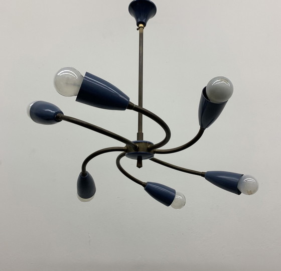 Image 1 of Mid century spider hanging ceiling lamp , 1950's