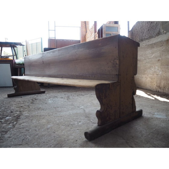 Image 1 of Antike lange Ganzholz-Schulbank mit Originallack, Tschechoslowakei 1930er Jahre