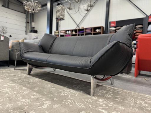 Leolux Tango 3-Sitzer Sofa Schwarzes Leder