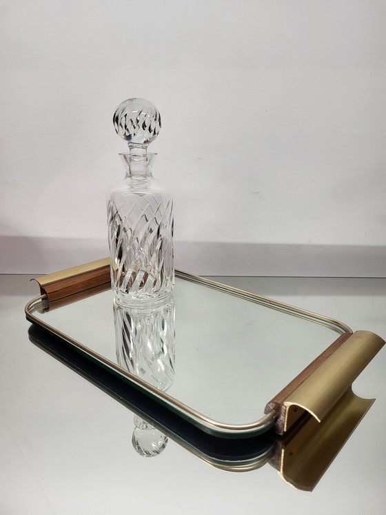 Image 1 of Vintage-Tablett oder Serviertablett mit Spiegelglas