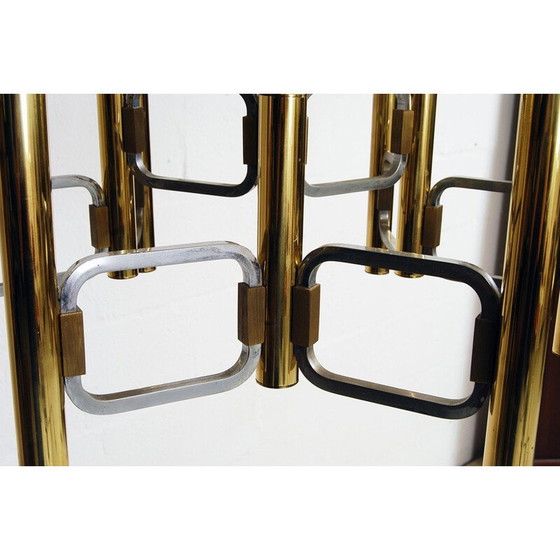 Image 1 of Vintage-Kronleuchter aus poliertem Messing und Chrom von Gaetano Sciolari, Italien 1970