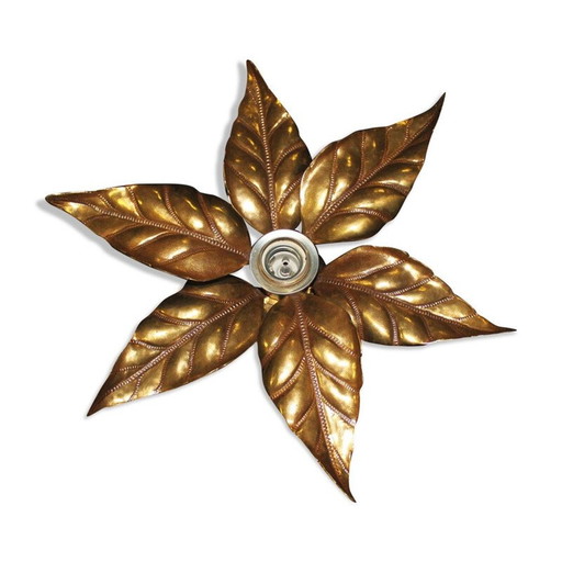 Florale Wandleuchte aus vergoldetem Messing von Willy Daro für Massive, 1970